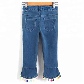 Light Blue Kids Denim Clothes Adjustable Waist Bell Bottom Pants For Little Girls