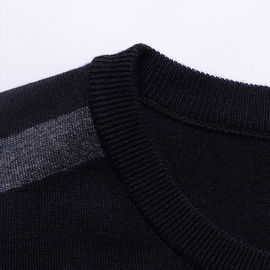 Black Mens Warm Winter Sweaters / Mens Crew Neck Pullover Slim Fit